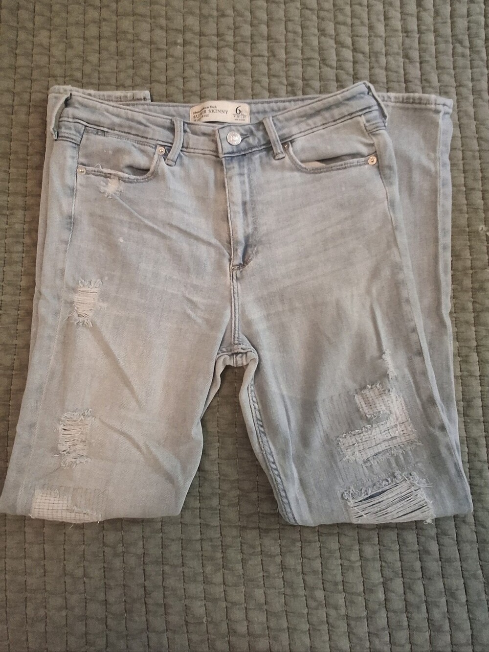 Abercrombie & Fitch Light Blue Distressed Skinny Jeans